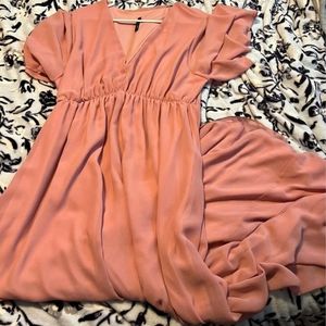 2x maxi satin feel dress pink